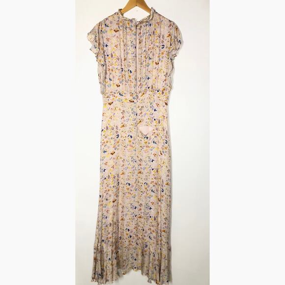Cynthia Rowley Talia Dress Flutter Sleeve Maxi 12 DAMAGED - Picture 6 of 11